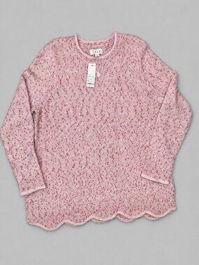 ELLE pink scallop-hem sweater XL NWT